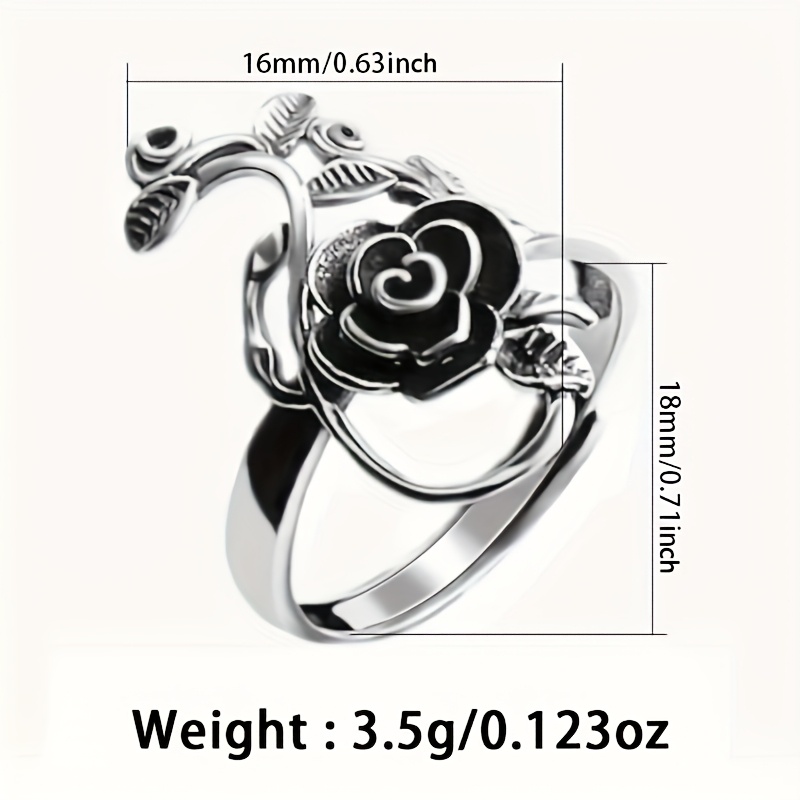 Creative Rose Ring Fashionable Opening Adjustable Women's Ring in 925 Silvery